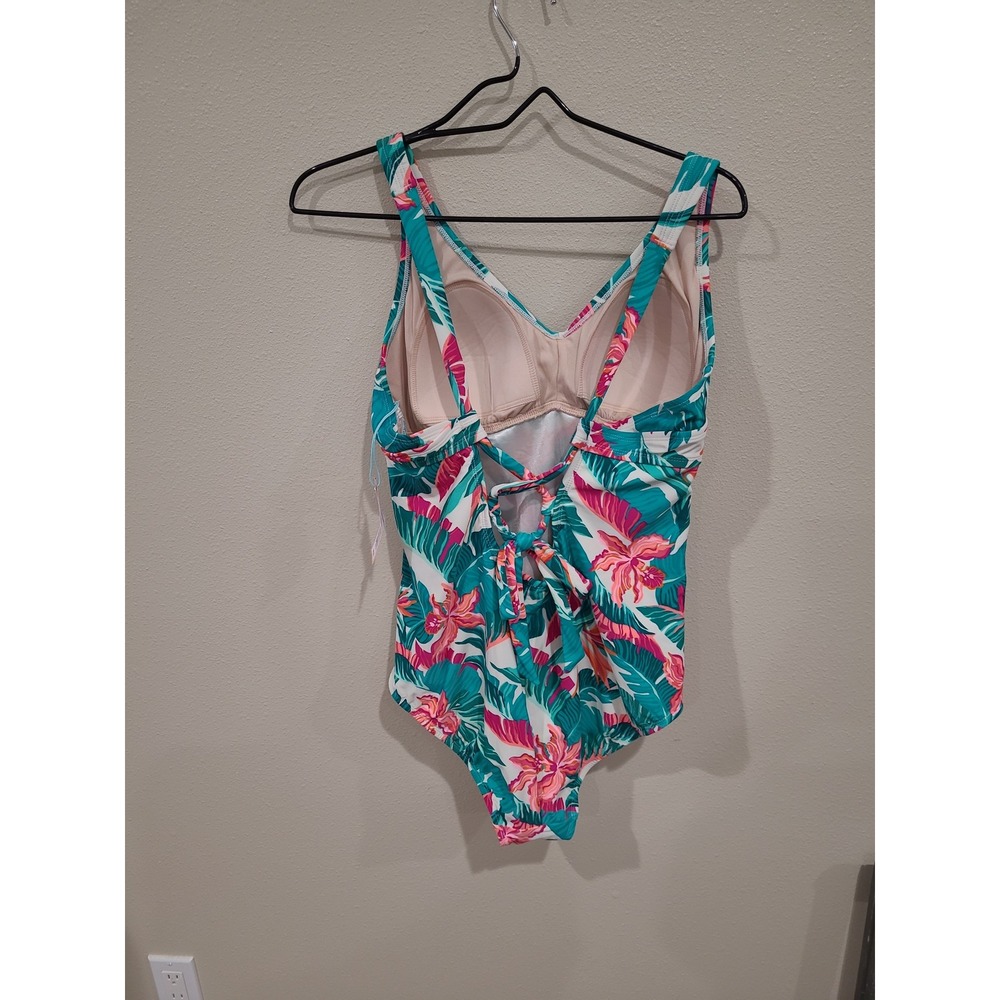 NWT Kona Sol Women SZ XL 16 full coverage tummy control tropical print swim vaca - Picture 3 of 10